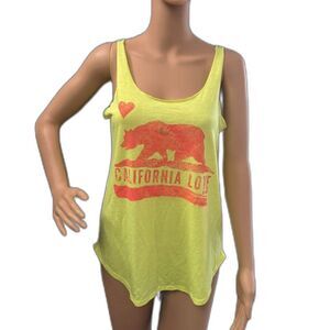 Billabong California Love Tank Top Neon Graphic Surf Festival Women M